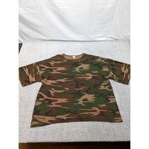 VTG‎ 70s USA Made Camo T-Shirt Mens 3XL Woodland Camouflage 100% Cotton Boxy Fit